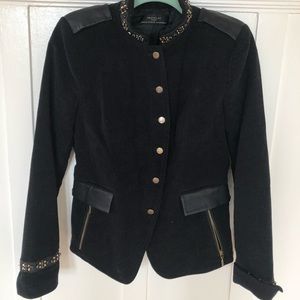 ZARA: Military style velvet / felt jacket | size M